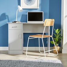 Computer Desk 1 Drawer 1 Door Compact Workstation Home Office Table | Grey