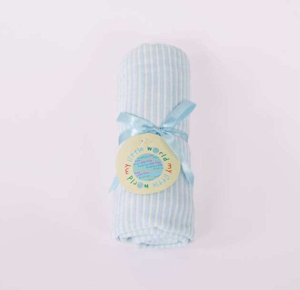 image 1 of My Little World Velour Stripe Baby Blanket