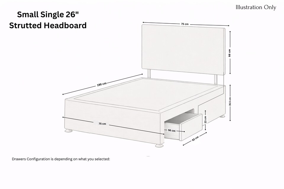 image 1 of Sloomy Mayfair Pewter Dumfries Divan Bed Base 2 Drawers Same Side With 26 Inch Strutted Headboard | Grey | Pewter | Small Single | 1
