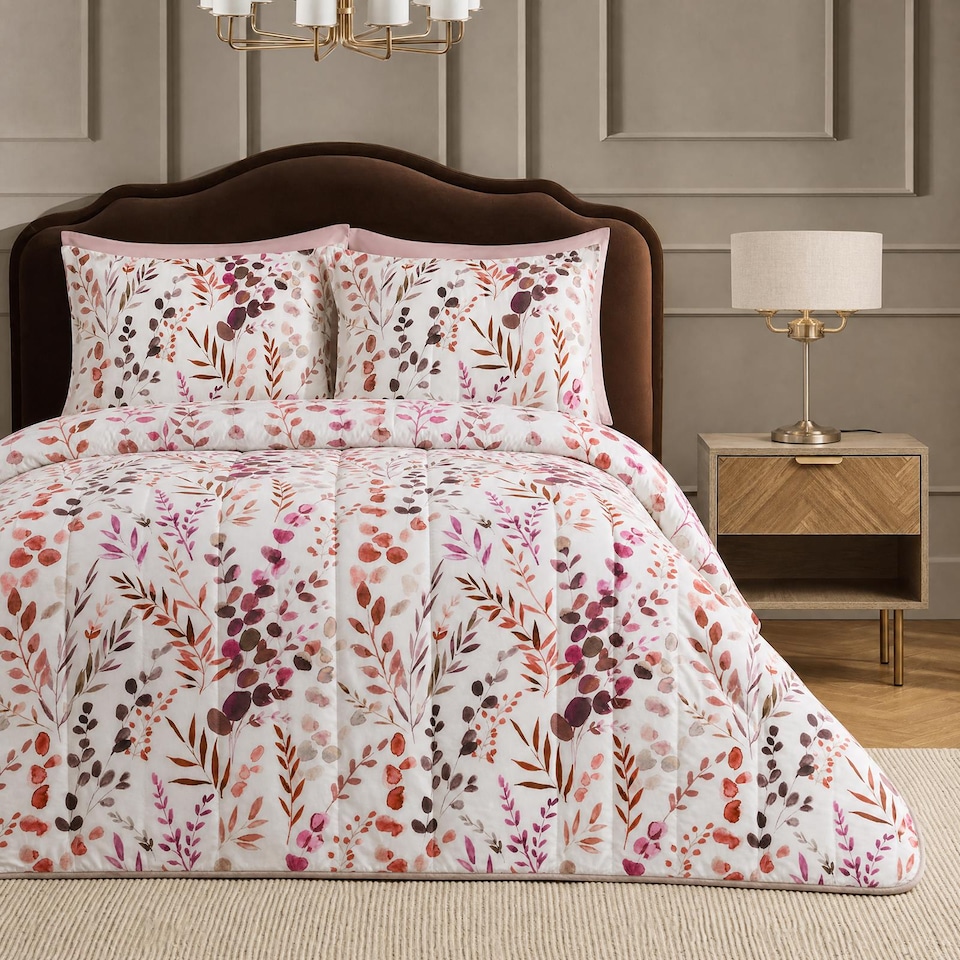image 1 of OHS Floral Coverless 10.5 TOG Duvet Set Pillowcase Quilted Cover