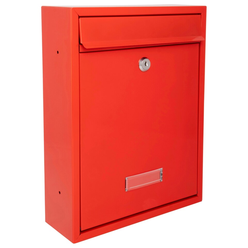 image 1 of Burg-Wachter Trent Wall Mounted Galvanised Steel Lockable Post Box - 26x34x9cm Red
