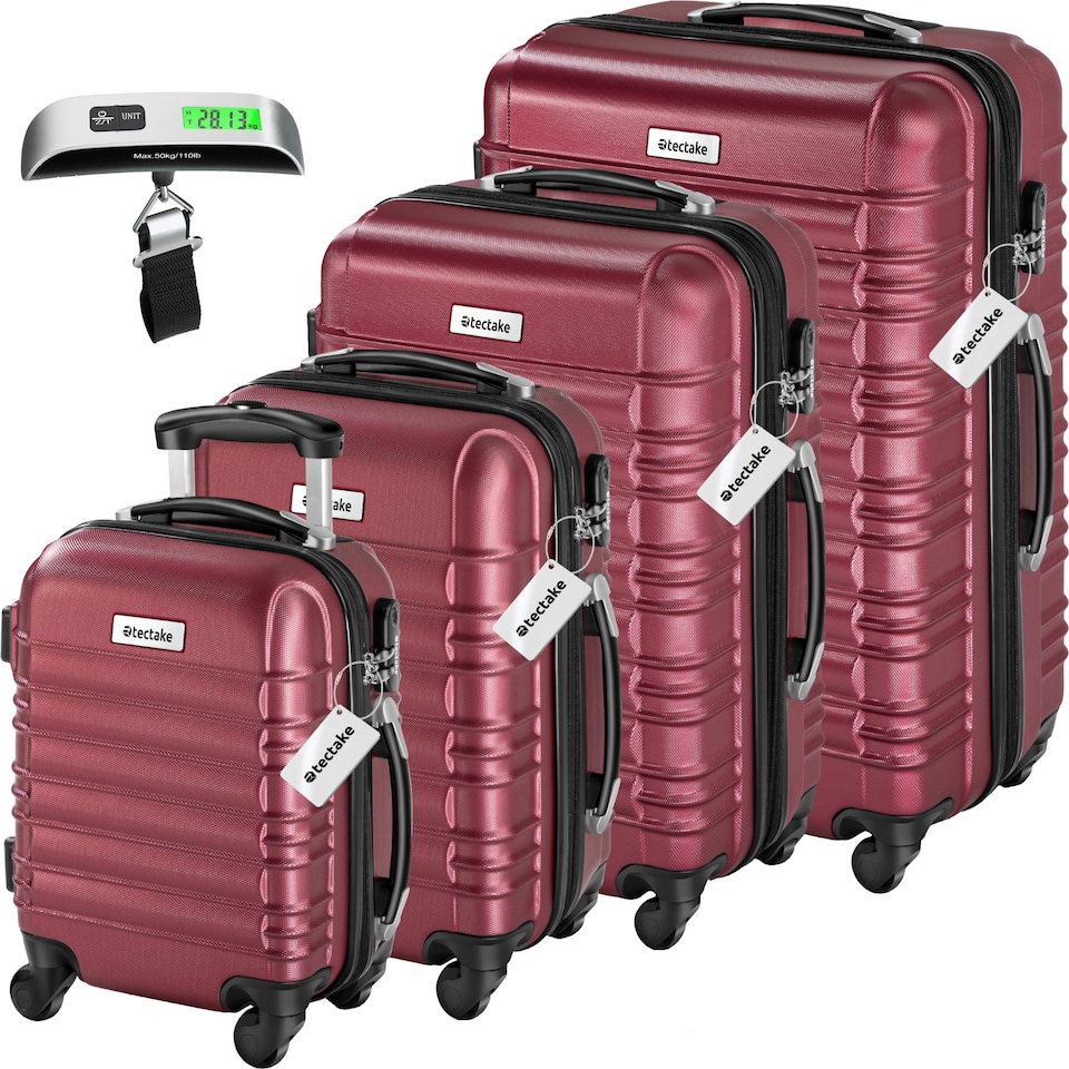 image 1 of Suitcase Set Mila - 4 hard-shell suitcases, including luggage scales and tags | Red | burgundy | 1