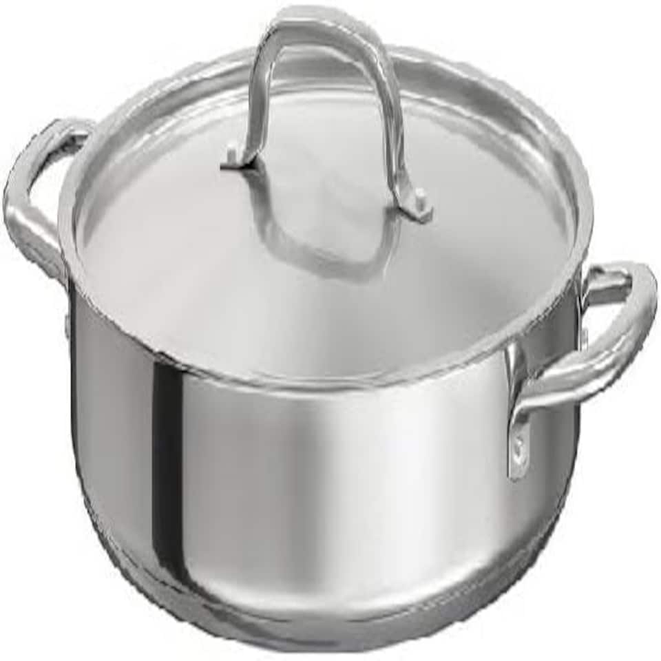 image 1 of Triply Stainless Steel Saute Pan 20cm, Nonstick 3-Layer Construction, Induction Compatible, with Steel Lid