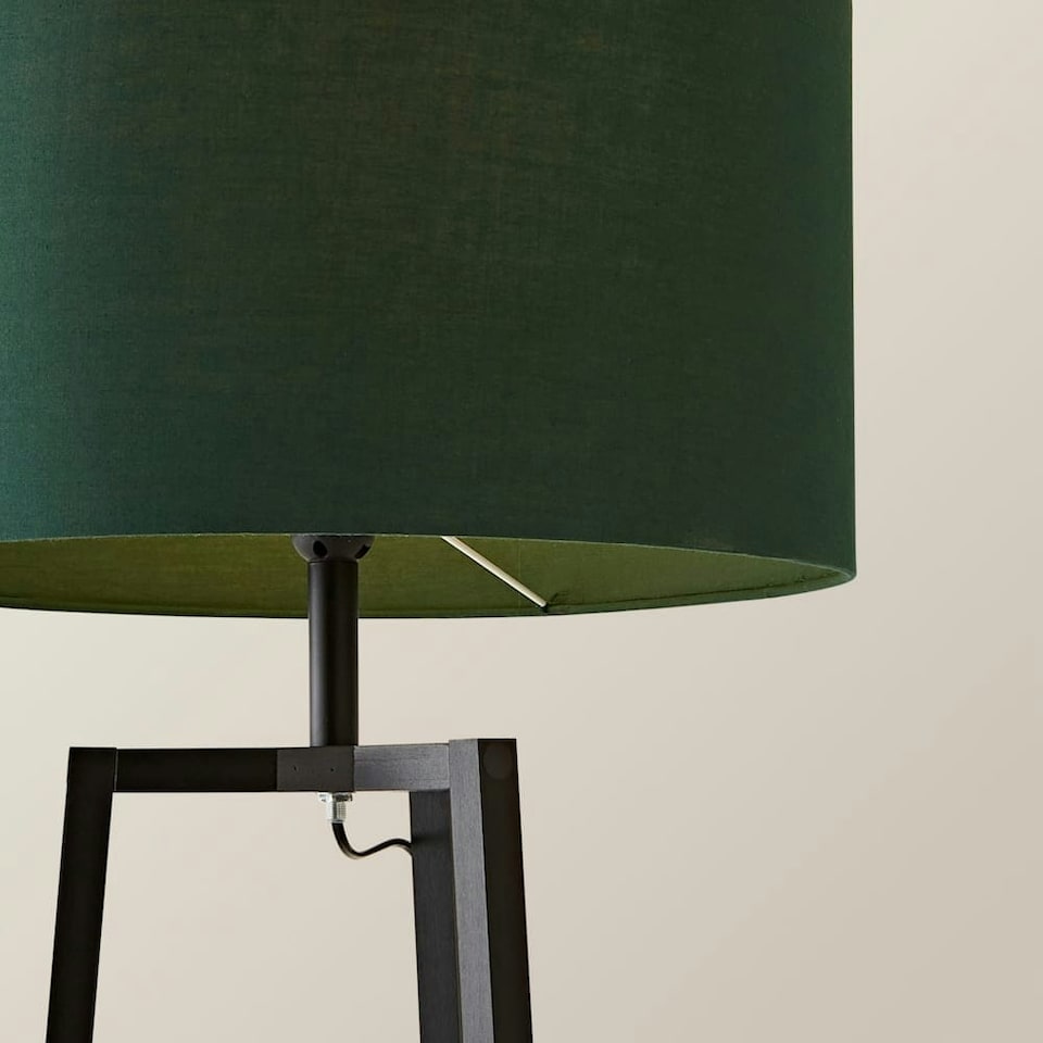 image 1 of ValueLights Hiru Black 3 Tier Shelf Floor Lamp with Green Shade | Green