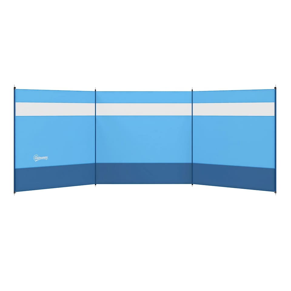 image 1 of Outsunny Camping Windbreaks with Clear Windows and Carry Bag, 440 x 140cm, Blue