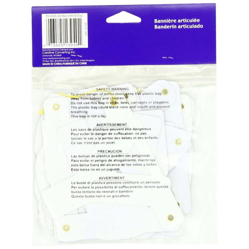 image 1 of Creative Party Metallic 50th Birthday Banner - Multicoloured - One Size