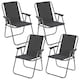image 1 of Garden Patio Metal Folding Spring Deck Chairs Camping Beach Picnic Outdoor Seats | Grey | 4 Grey