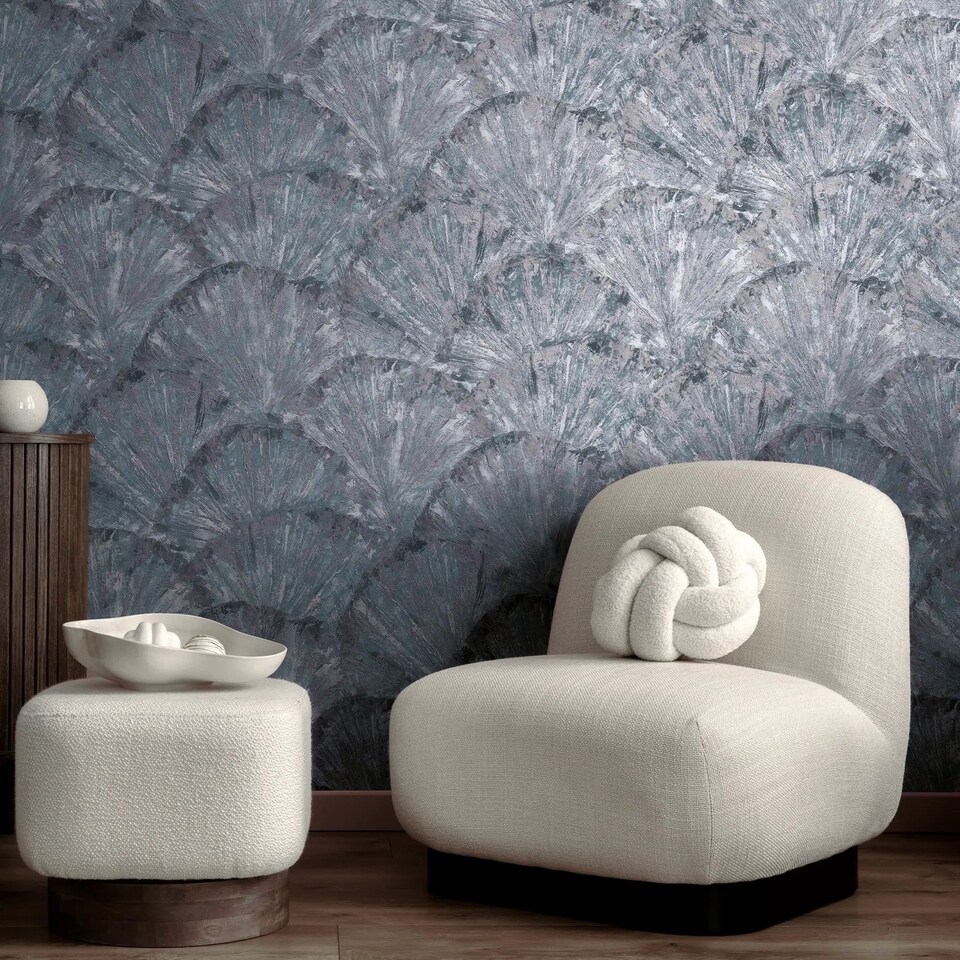 image 1 of Curated Shell Wallpaper in Blue Tones | Blue | Blue Tones