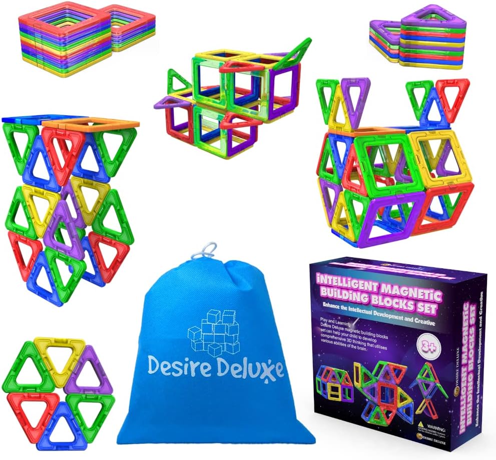 Desire Deluxe Magnetic Building Blocks 30pc Construction Toys Set for Kids Game STEM Creativity Educational Magnets Toy Blocks for Boys Girls