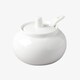 image 6 of Wm Bartleet & Sons Porcelain Bellied Sugar/Jam/Mustard Pot with Spoon, White