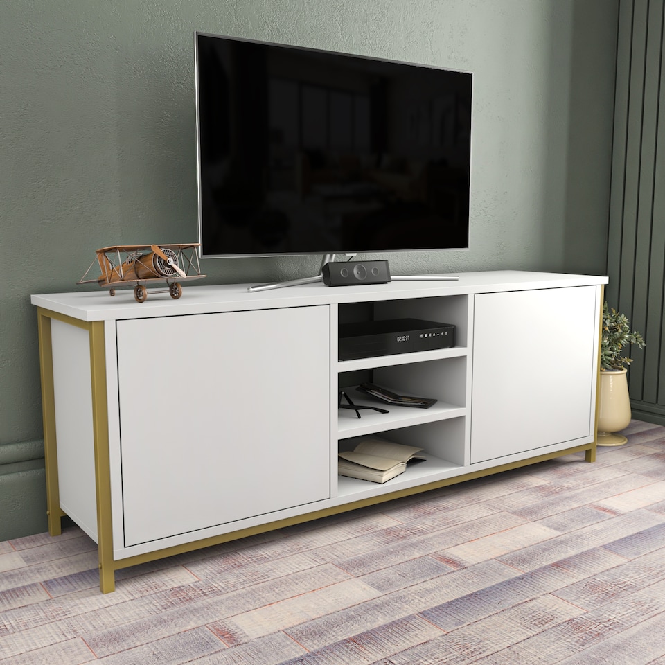 image 1 of Decorotika Otis  for TV's up to 63 inches with Cabinet and Open Shelves