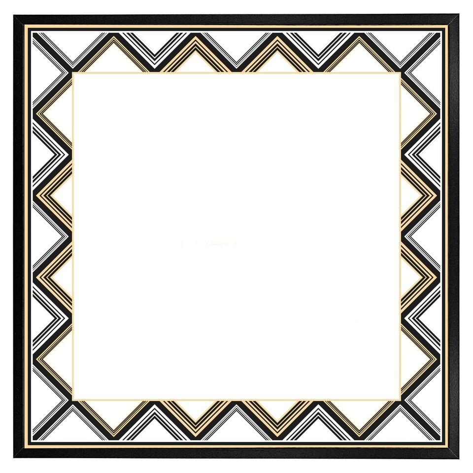 image 1 of Art deco patterned border (Picture Frame) White | M