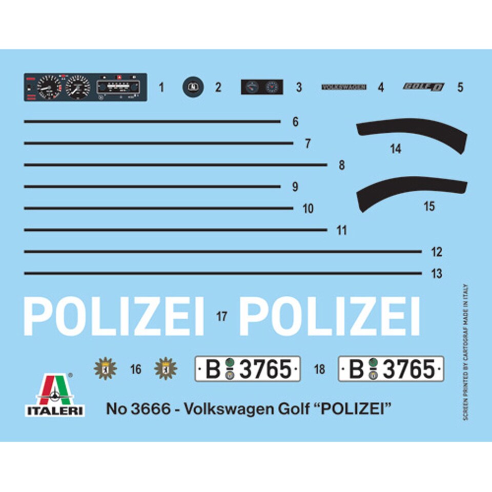 image 1 of Italeri VW Golf Polizei 1978 German Police Car Model Kit 1 24 Scale