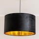 image 2 of ValueLights Reni Large Black Velvet Gold Inner Lamp Shade & Bulb | Black