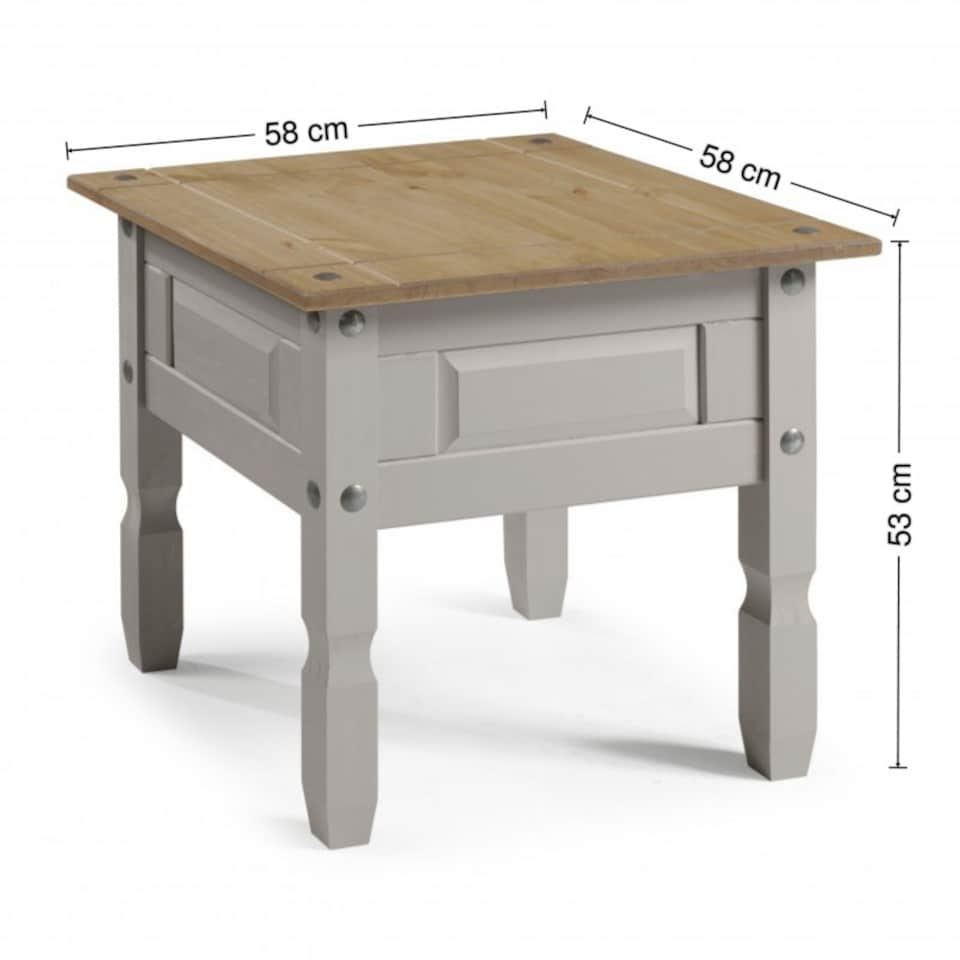 image 1 of Mercers Furniture Corona Grey Wax Lamp Table Small Coffee Side Unit Solid Wood Pine Wooden Living Room with Mexican Styling