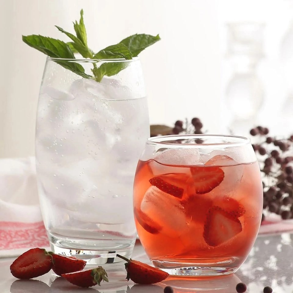 image 1 of 6 Pcs Whiskey Tumbler Glasses Set Drinking Scotch Whisky Glass Rolled Rims 405ml