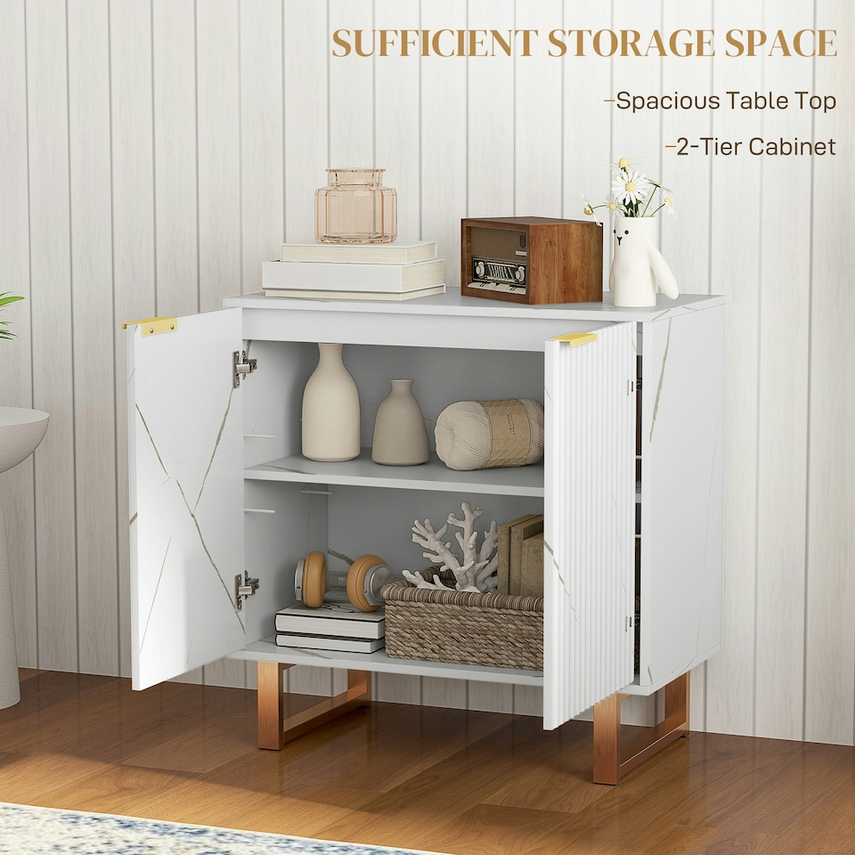 image 1 of HOMCOM Sideboard, Buffet Cabinet with 2 Doors and Adjustable Shelves, White White