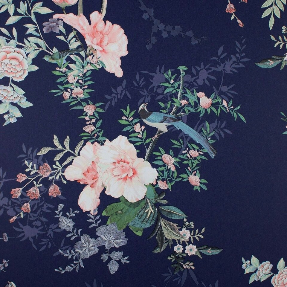 image 1 of Muriva Lipsy Ophelia Wallpaper - Navy - 10m x 53cm Blue