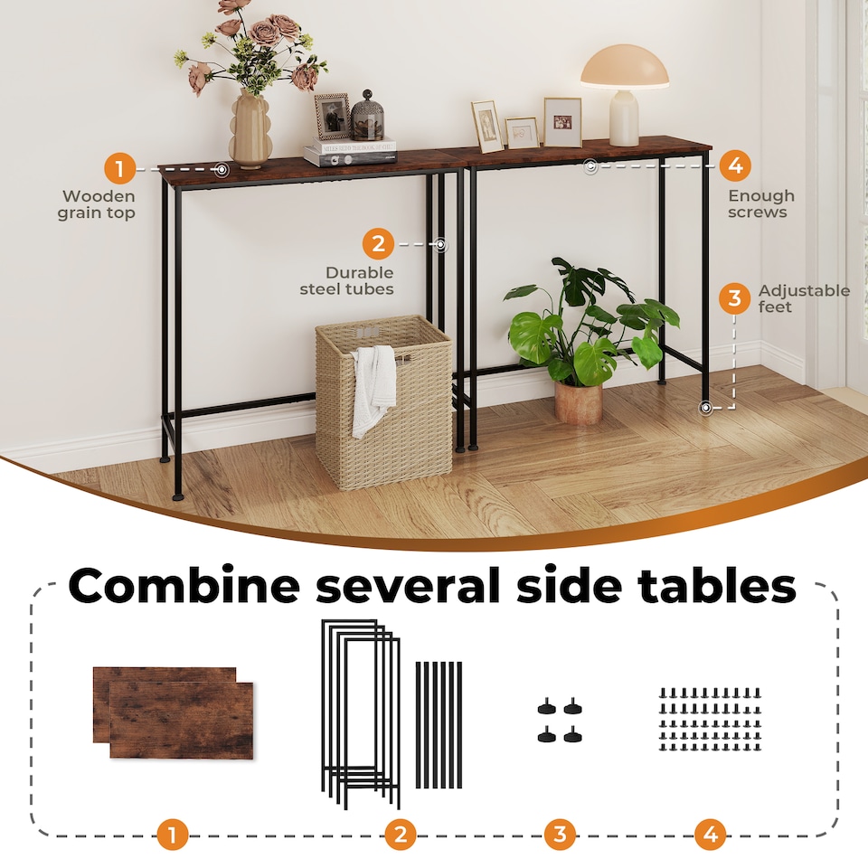 image 1 of Narrow Console Table Slim Entryway Hallway Sofa Table Display Shelf Industrial
