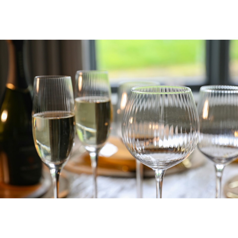 image 1 of BarCraft Handmade Ribbed Gin Glasses Gift Box Set of 2