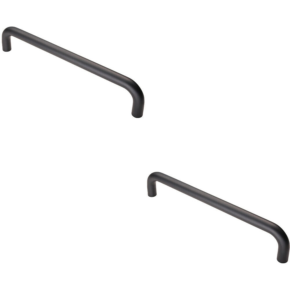 Loops 2x Round D Bar Pull Handle 319 x 19mm 300mm Fixing Centres Matt Black