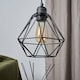 image 4 of ValueLights Pair Black Metal Cage Ceiling Light Shades & Bulbs | Black