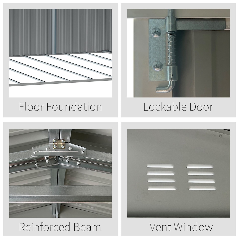 image 1 of Outsunny 14 x 8ft Outdoor Garden Metal Storage Shed with Lockable Door, Tool Storage Box for Garden, Patio and Lawn, Grey