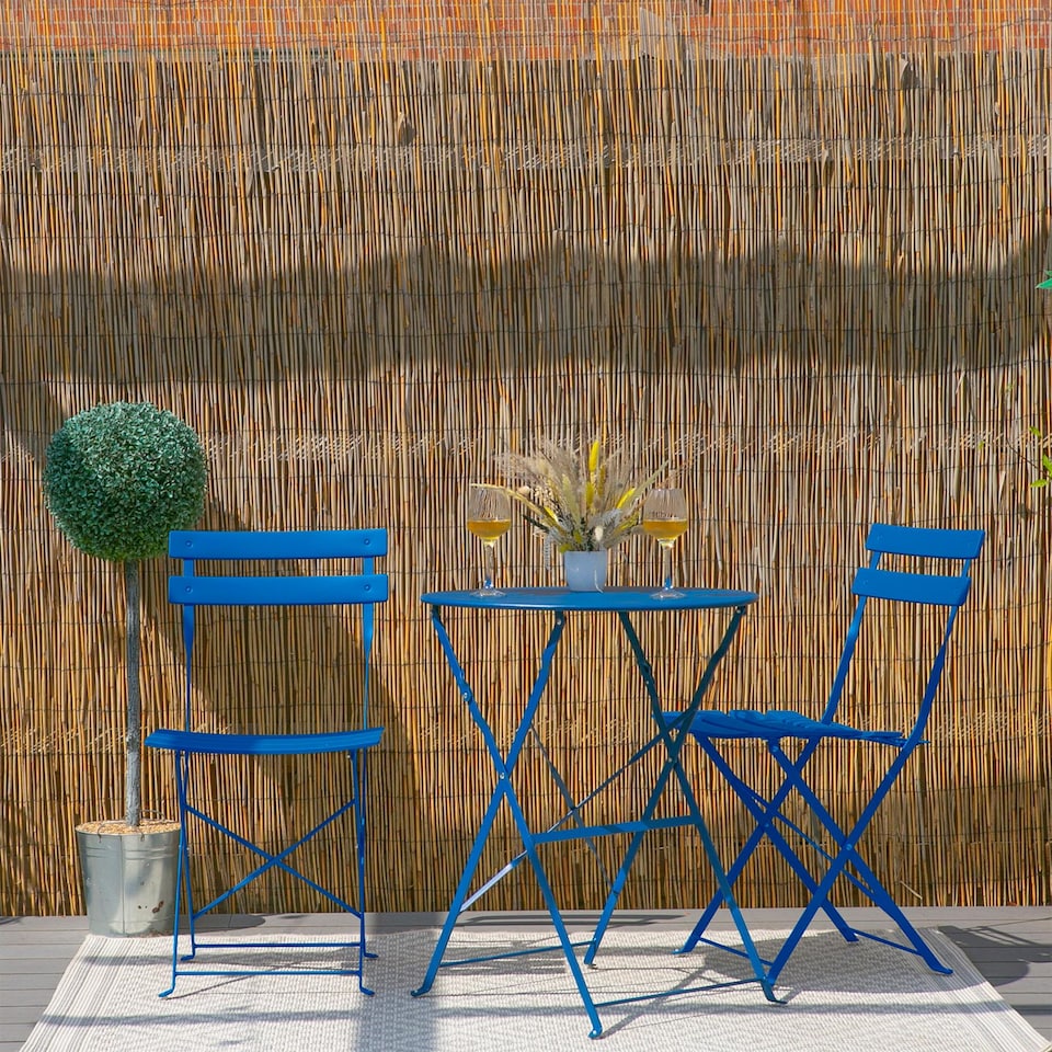 image 1 of Harbour Housewares 2 Seater Sussex Bistro Set - Round - Navy | Blue | Navy | 1