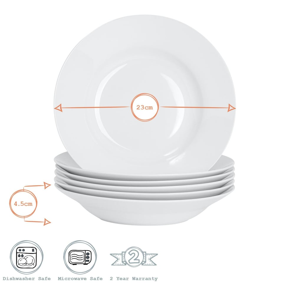 image 1 of Argon Tableware Classic White Soup Bowls - 23cm - Pack of 6 White