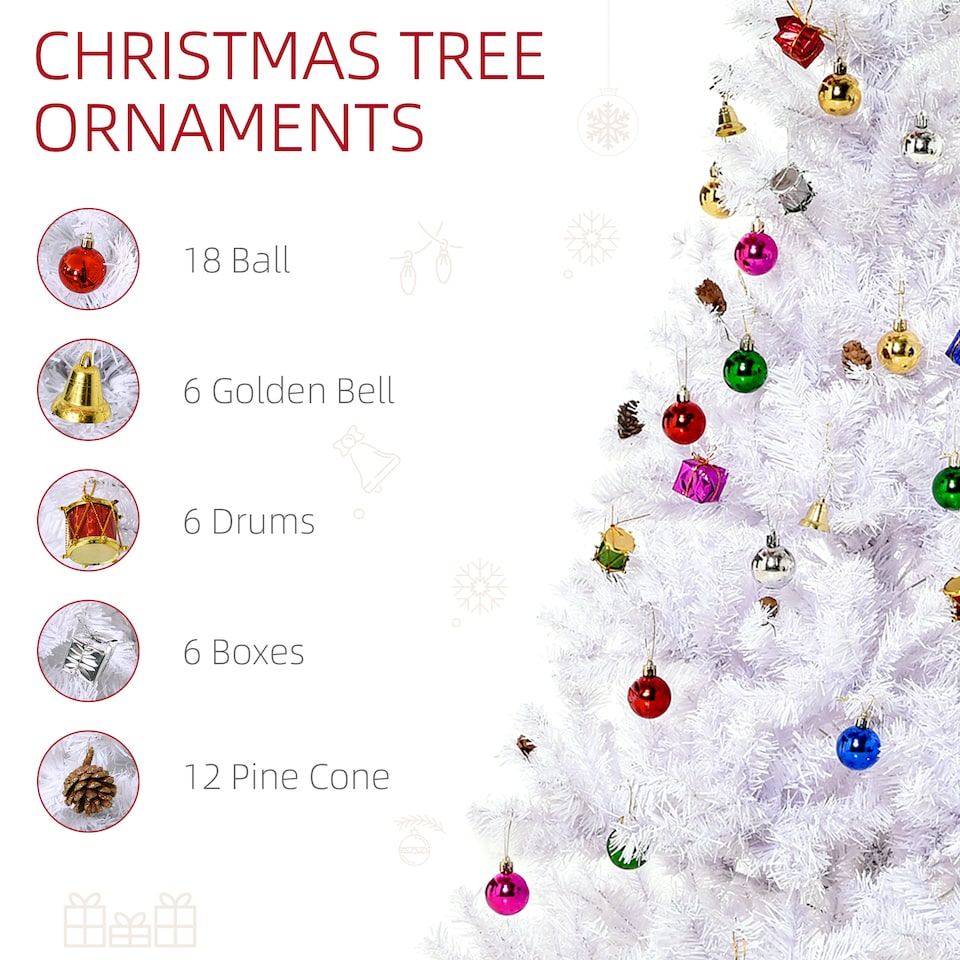 image 1 of HOMCOM 5ft Snow Artificial Christmas Tree w Metal Stand Decorations Home Seasonal Elegant Fau White