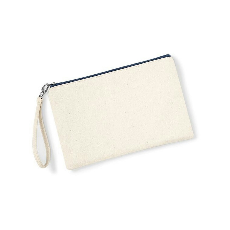 image 1 of Westford Mill Canvas Wristlet Pouch - Natural/Navy - One Size Cream