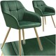 image 1 of Chair Marilyn - quilted velvet look, continuous backrest, golden steel legs - Set of 2 Green | Dark Green/Gold