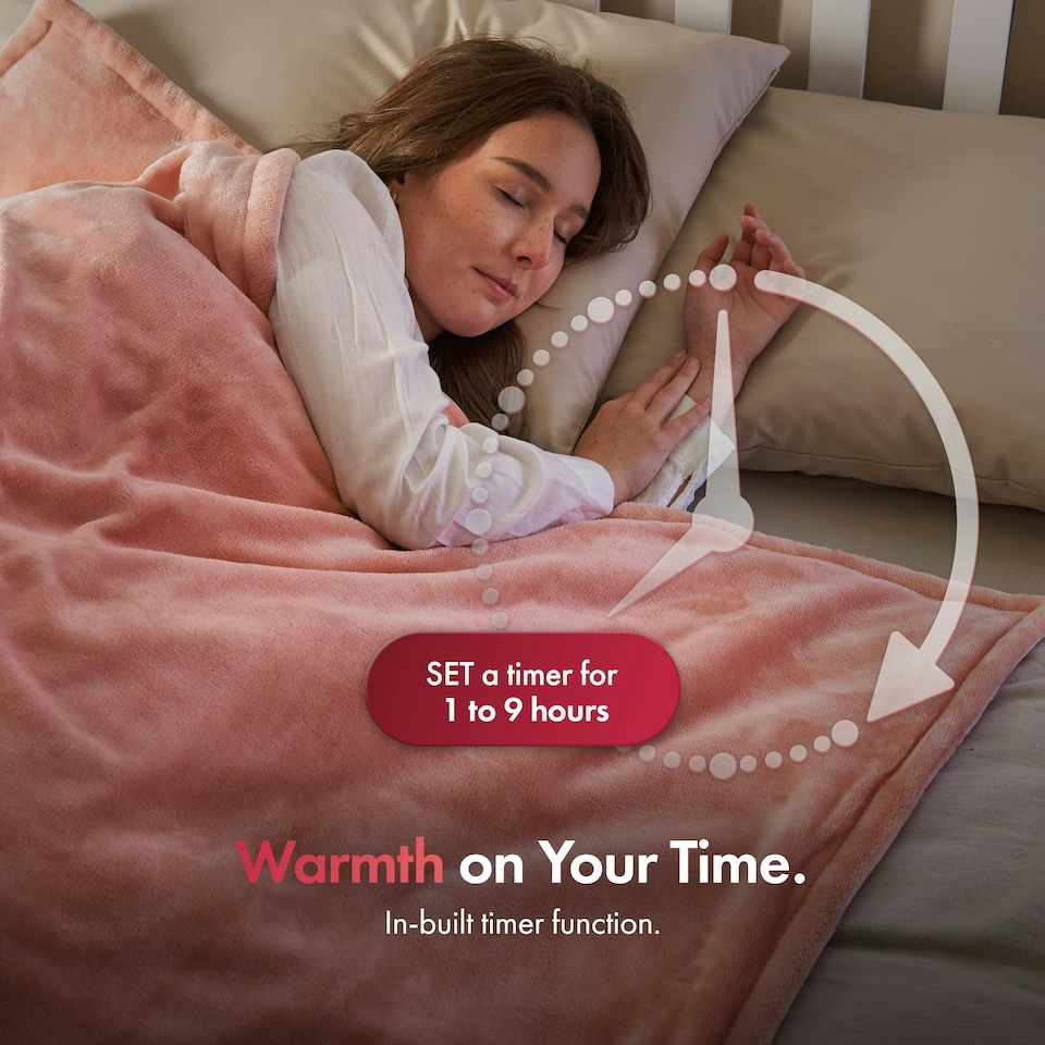 image 1 of VonHaus Heated Throw Blanket with Digital Control Pink