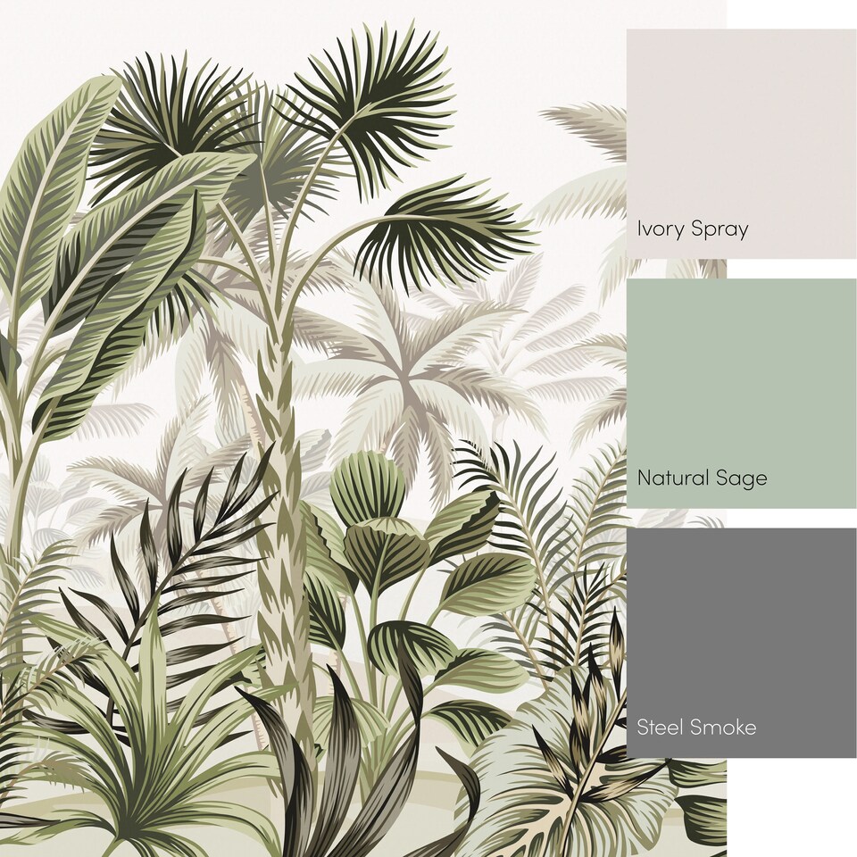 image 1 of Jungle Escape Full Wall Mural in Green | Green | Green | Extra Large (350cm x 240cm)