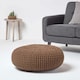 image 2 of Homescapes Chocolate Brown Large Round Cotton Knitted Pouffe Footstool