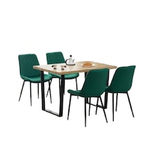 Colorado Dining Table with 4 Amelia Chairs | Green | 5