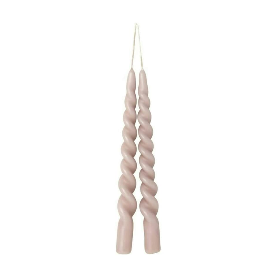 IHR Twist Taper Candle Pair Unscented Old Rose