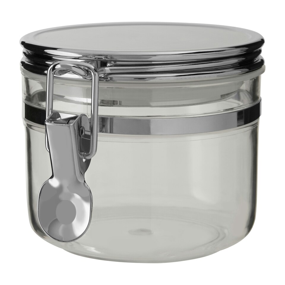 image 1 of Interiors By Premier Elegant Retro Design Jar With Silver Lid 450 ml, Durable Glass Jar With Lid, Sleek Airtight Storage Jar