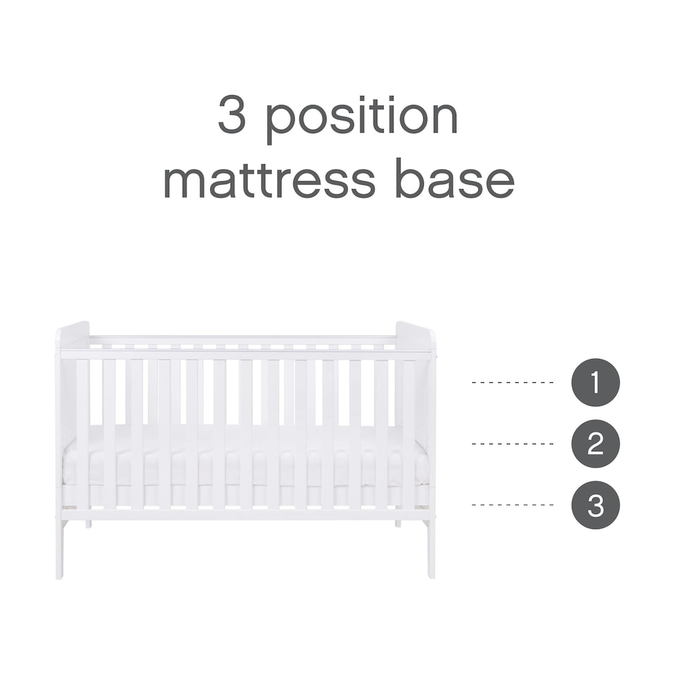 image 1 of Tutti Bambini Rio Cot Bed with Cot Top Changer & Mattress - White