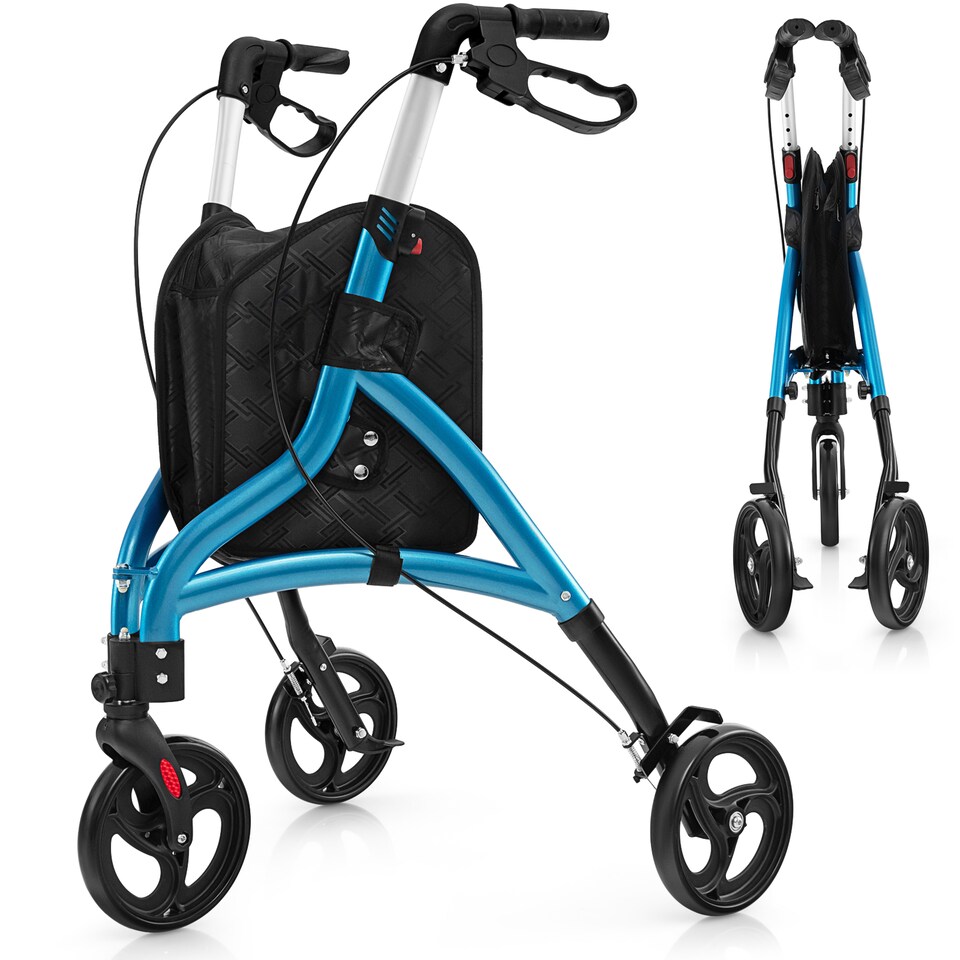 image 1 of COSTWAY Lightweight Walker for Seniors Foldable Rollator Walker-Blue