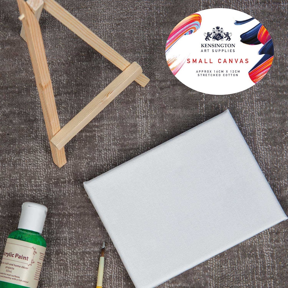 image 1 of PMS Small Canvas & Wooden Easel Set - 16 x 12 cm cotton canvas