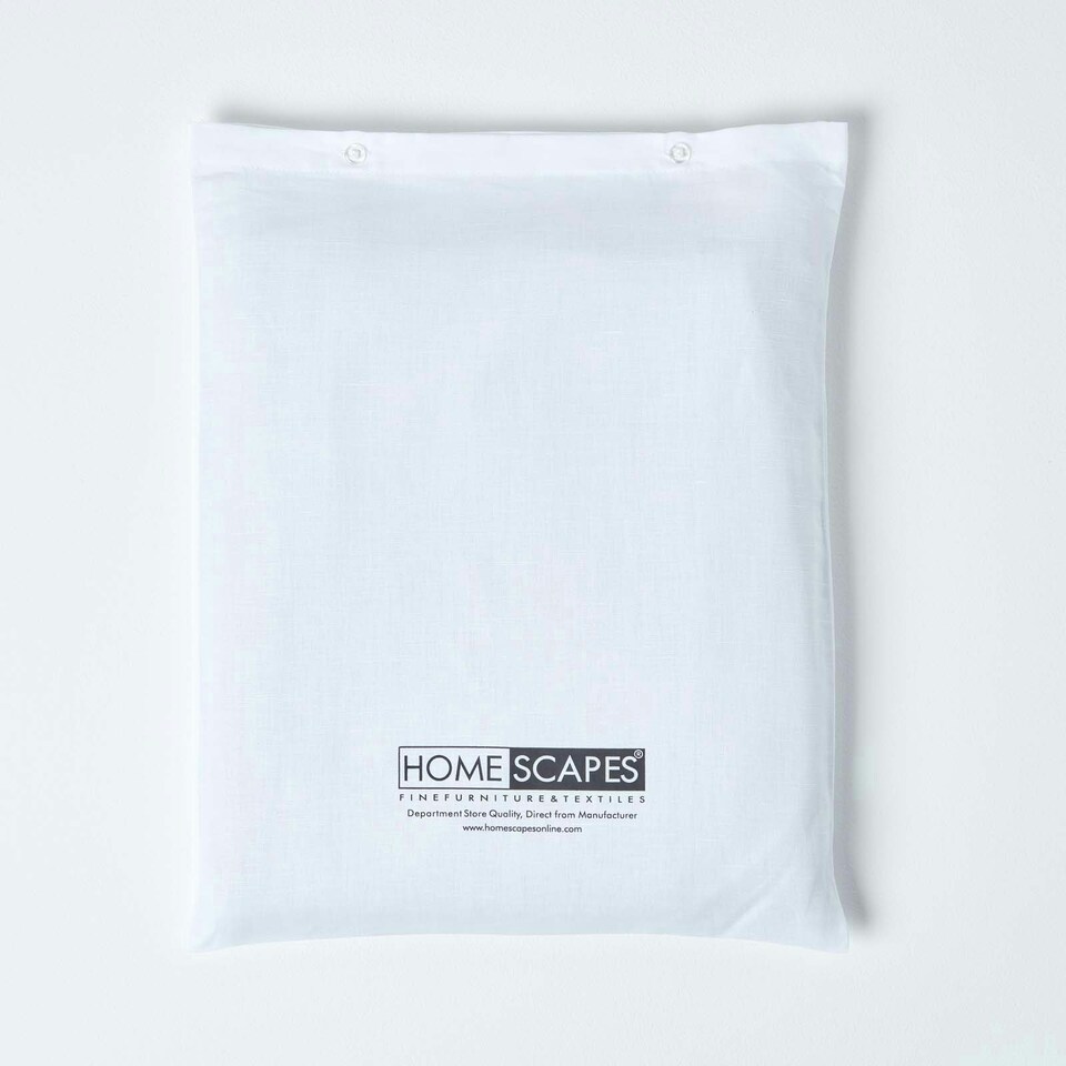image 1 of Homescapes White Linen Fitted Sheet, Single