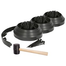 Harbour Housewares Flexible Plastic Lawn & Path Edging with 120 Pegs & Mallet - 30m x 4cm - Black | Black | Black | 3