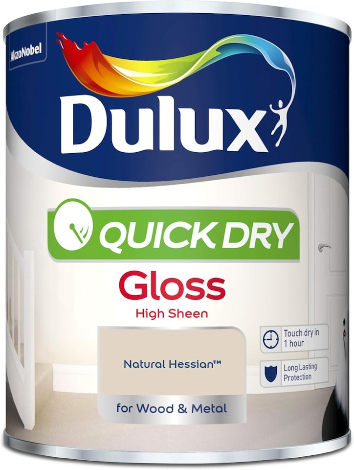 image 1 of Dulux Quick Dry Gloss Paint For Wood And Metal - Natural Hessian - 750Ml