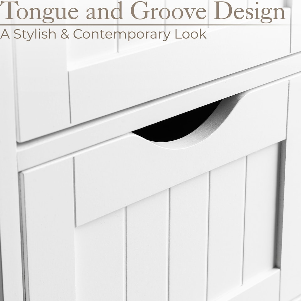image 1 of Christow Bathroom Drawer Cabinet White Wood Storage Unit With 4 Deep Drawers