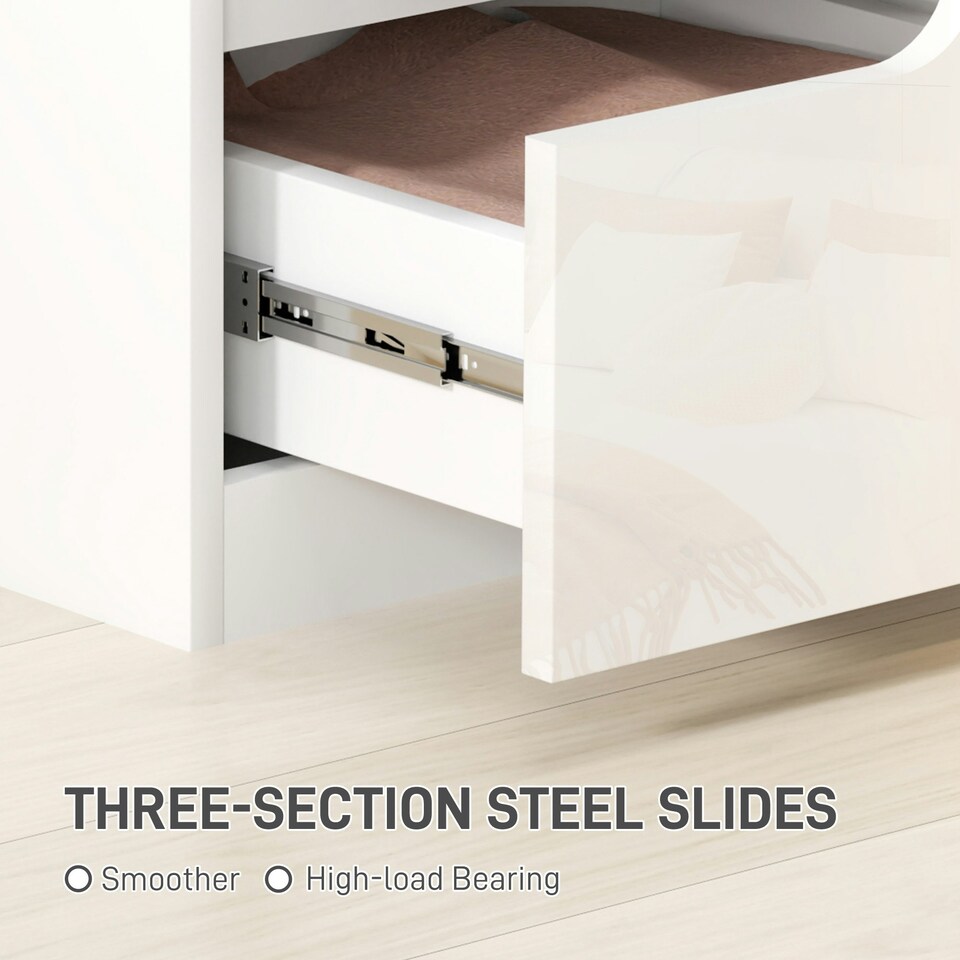 image 1 of HOMCOM Modern Bedside Table with 2 Drawers for Bedroom, Living Room, White