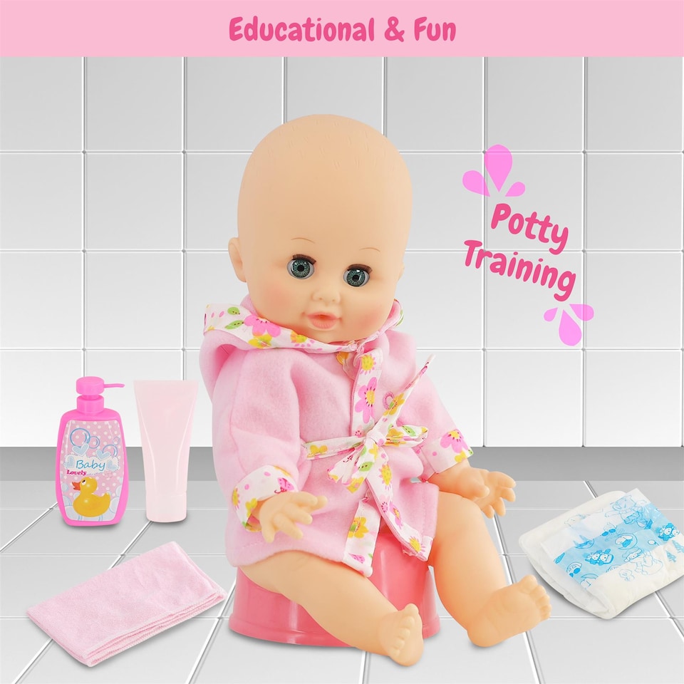 image 1 of BiBi Doll Bathtub Set with Working Shower, 13" Baby Doll & Accessories