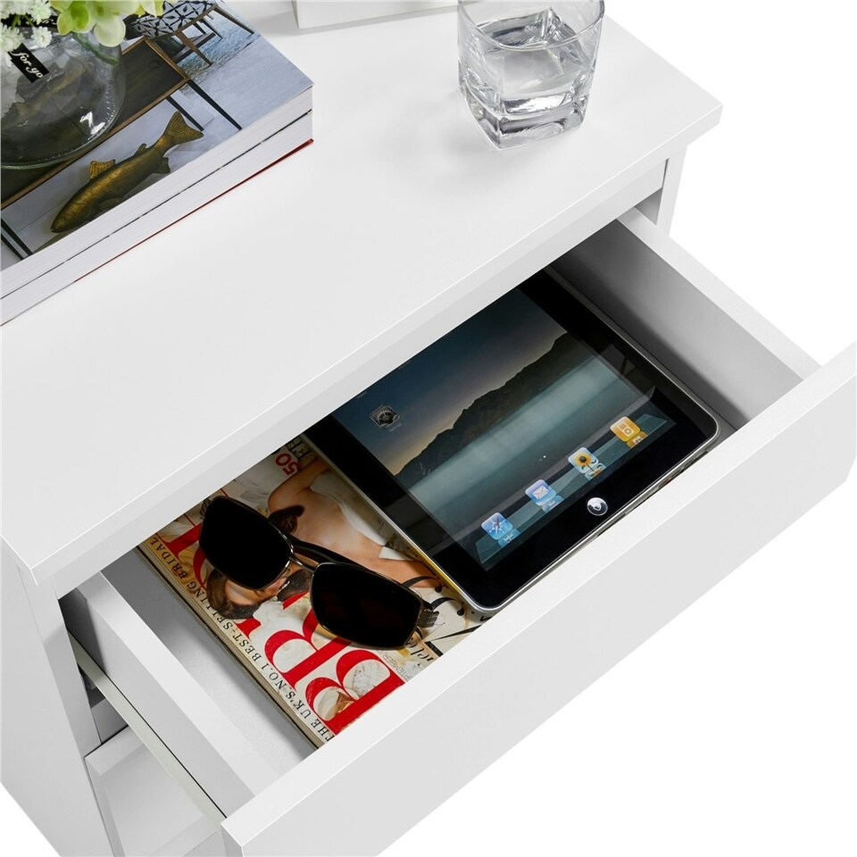 image 1 of Yaheetech Minimalist End Table with 3 Drawers