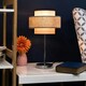 image 1 of ValueLights Weaver Chrome Touch Table Lamp Pink & Grey Shade & Bulb Multi