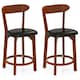 image 1 of COSTWAY Bar Stools Set of 2 Upholstered Kitchen Stools 60cm Brown